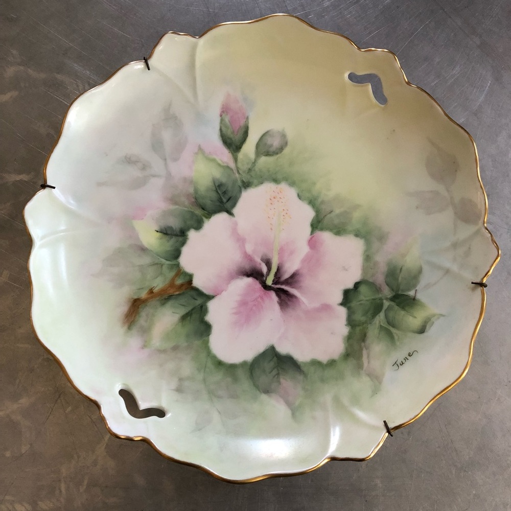 Antique Hand Painted 10 1/2” Fine Porcelain Plate